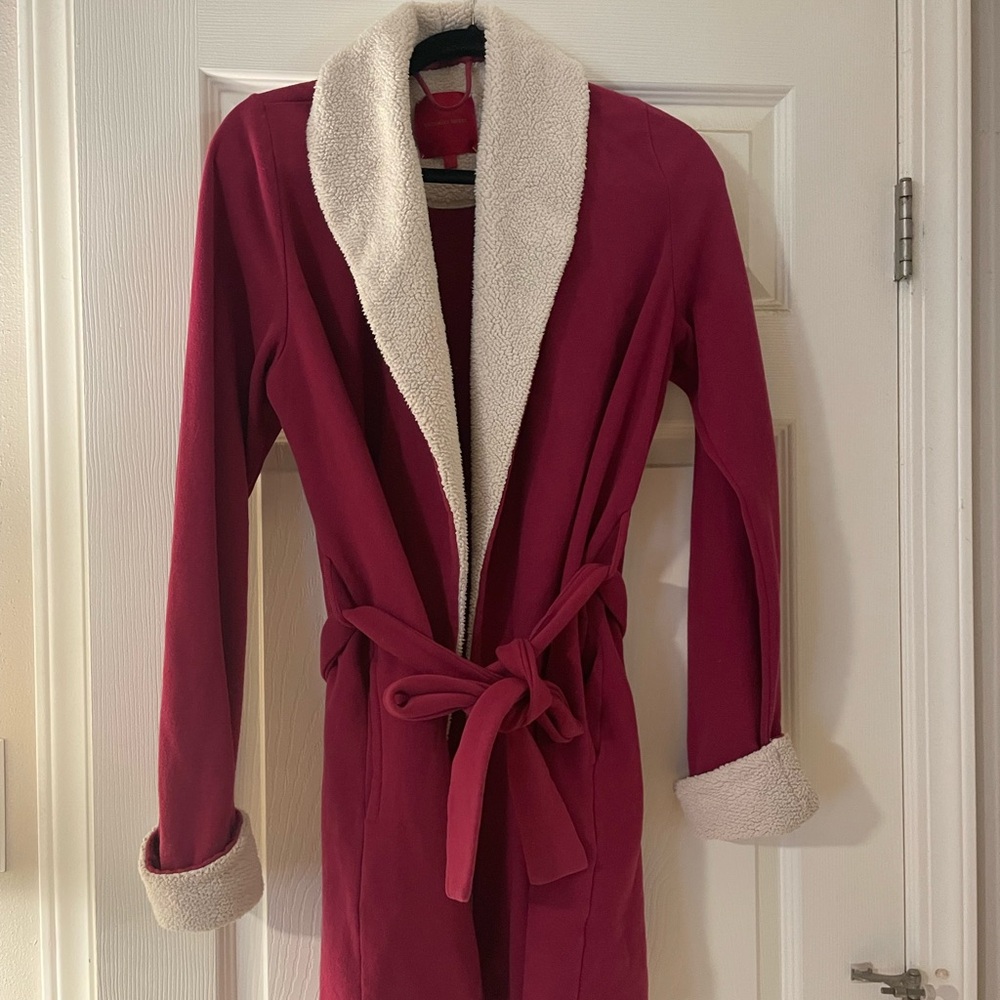 Victoria’s Secret size small Women's Burgundy Robe with Cream Trim